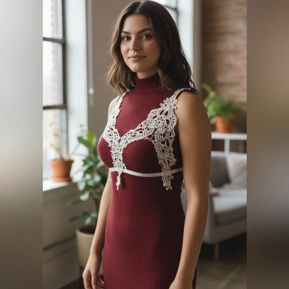 Romantic Lace Detail Ribbed Top – Vintage Cottagecore Aesthetic | Designer Inspi - Picture 1 of 8